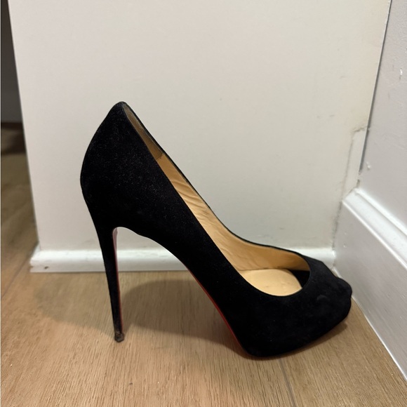 Christian Louboutin Black Peep-Toe Heels - Picture 1 of 4